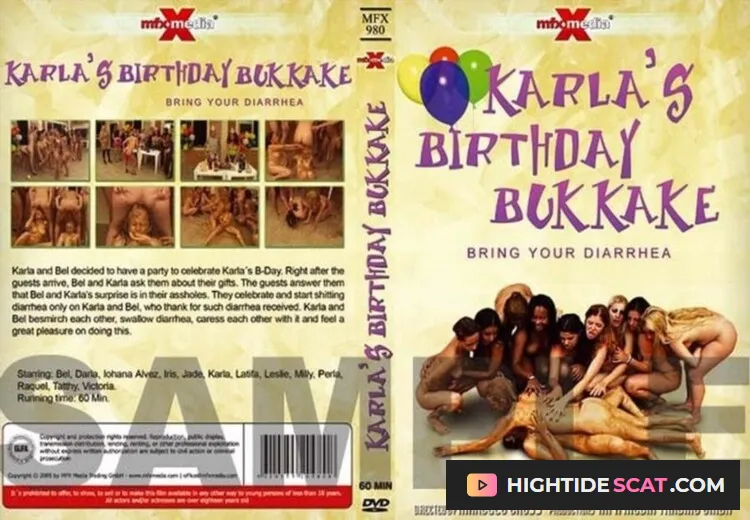 Karla, Bel - Karla's Birthday Bukakke - Bring Your Diarrhea [DVDRip] Group, Scat, Sex (446.2 MB)