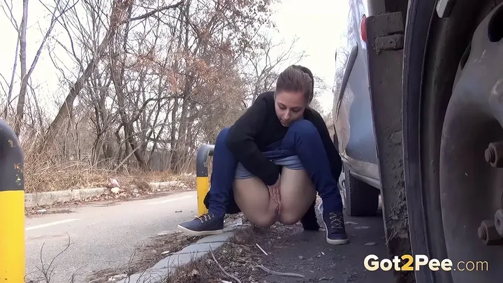 Download Brunette Babe Pissing in the Middle of an Empty Road - Outdoors Hightide-Scat.com
